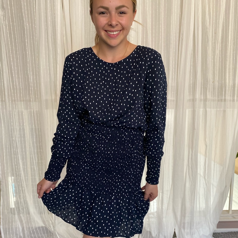 TopShop Navy polka dot dress from Nordstrom